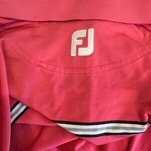 FootJoy Golf Polo Mens L Pink‎ Athletic Fit Stripe Moisture Wicking Performance